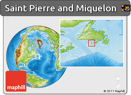 Physical Location Map of Saint Pierre and Miquelon