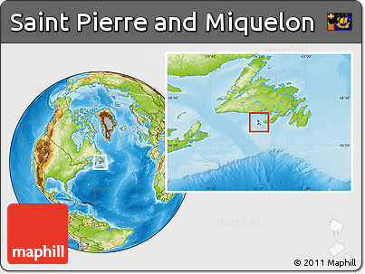 Physical Location Map of Saint Pierre and Miquelon