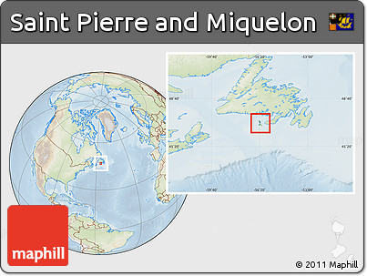 Physical Location Map of Saint Pierre and Miquelon, lighten