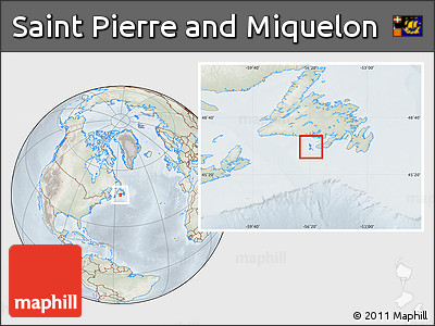 Physical Location Map of Saint Pierre and Miquelon, lighten, semi-desaturated