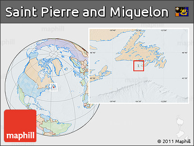 Political Location Map of Saint Pierre and Miquelon, lighten