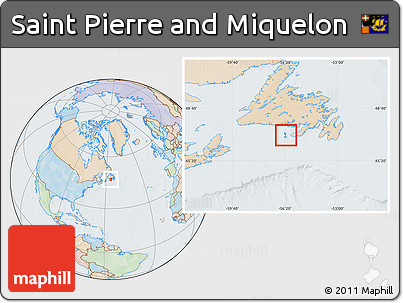 Political Location Map of Saint Pierre and Miquelon, lighten