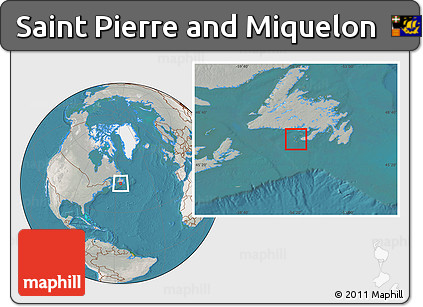 Satellite Location Map of Saint Pierre and Miquelon, lighten, semi-desaturated, land only
