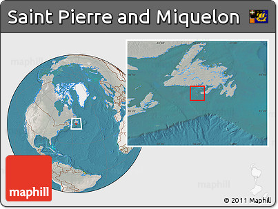 Satellite Location Map of Saint Pierre and Miquelon, lighten, semi-desaturated, land only