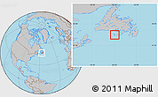 Savanna Style Location Map of Saint Pierre and Miquelon, gray outside, hill shading inside