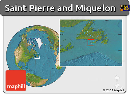 Savanna Style Location Map of Saint Pierre and Miquelon, satellite outside
