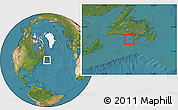 Savanna Style Location Map of Saint Pierre and Miquelon, satellite outside