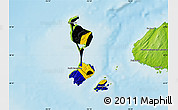 Flag Map of Saint Pierre and Miquelon, physical outside, flag centered