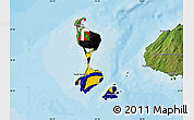 Flag Map of Saint Pierre and Miquelon, satellite outside, bathymetry sea, flag rotated