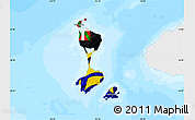 Flag Map of Saint Pierre and Miquelon, single color outside, bathymetry sea, flag aligned to the middle