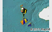 Flag Map of Saint Pierre and Miquelon, single color outside, satellite sea