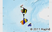 Flag Map of Saint Pierre and Miquelon, single color outside, shaded relief sea