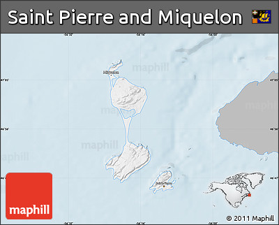 Gray Map of Saint Pierre and Miquelon, single color outside