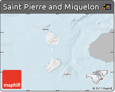Gray Map of Saint Pierre and Miquelon, single color outside