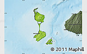 Physical Map of Saint Pierre and Miquelon, darken, semi-desaturated, land only