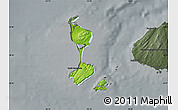 Physical Map of Saint Pierre and Miquelon, darken, semi-desaturated