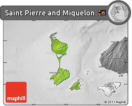 Physical Map of Saint Pierre and Miquelon, desaturated