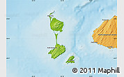 Physical Map of Saint Pierre and Miquelon, political outside, shaded relief sea