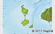 Physical Map of Saint Pierre and Miquelon, satellite outside, shaded relief sea