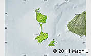 Physical Map of Saint Pierre and Miquelon, semi-desaturated