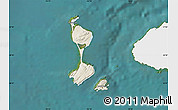 Shaded Relief Map of Saint Pierre and Miquelon, single color outside, satellite sea
