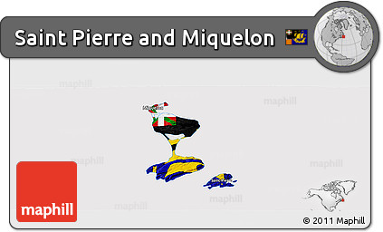Flag Panoramic Map of Saint Pierre and Miquelon, flag rotated
