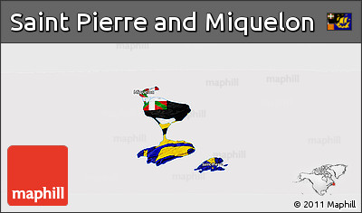 Flag Panoramic Map of Saint Pierre and Miquelon, flag rotated
