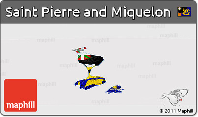 Flag Panoramic Map of Saint Pierre and Miquelon, flag rotated