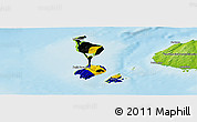 Flag Panoramic Map of Saint Pierre and Miquelon, physical outside, flag centered