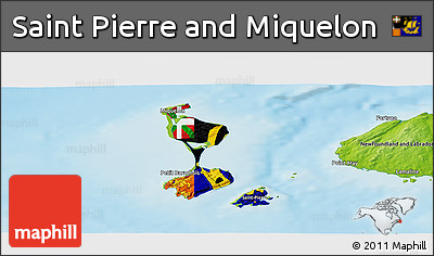 Flag Panoramic Map of Saint Pierre and Miquelon, physical outside
