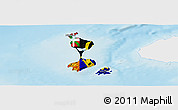 Flag Panoramic Map of Saint Pierre and Miquelon, single color outside, shaded relief sea