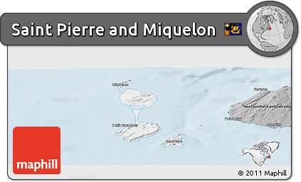 Gray Panoramic Map of Saint Pierre and Miquelon