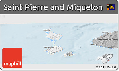 Gray Panoramic Map of Saint Pierre and Miquelon