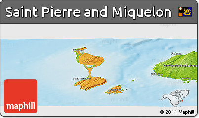 Political Panoramic Map of Saint Pierre and Miquelon, physical outside