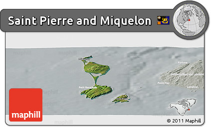 Satellite Panoramic Map of Saint Pierre and Miquelon, lighten, semi-desaturated
