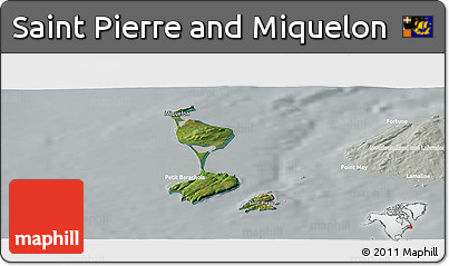 Satellite Panoramic Map of Saint Pierre and Miquelon, lighten, semi-desaturated