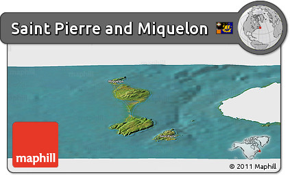 Satellite Panoramic Map of Saint Pierre and Miquelon, single color outside