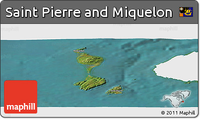 Satellite Panoramic Map of Saint Pierre and Miquelon, single color outside
