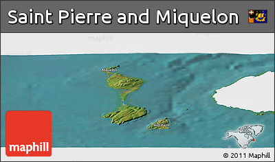 Satellite Panoramic Map of Saint Pierre and Miquelon, single color outside