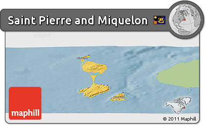Savanna Style Panoramic Map of Saint Pierre and Miquelon, single color outside