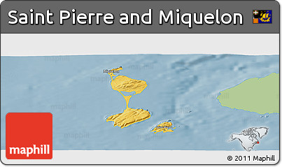Savanna Style Panoramic Map of Saint Pierre and Miquelon, single color outside