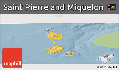 Savanna Style Panoramic Map of Saint Pierre and Miquelon, single color outside