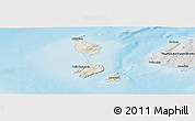 Shaded Relief Panoramic Map of Saint Pierre and Miquelon, desaturated, land only