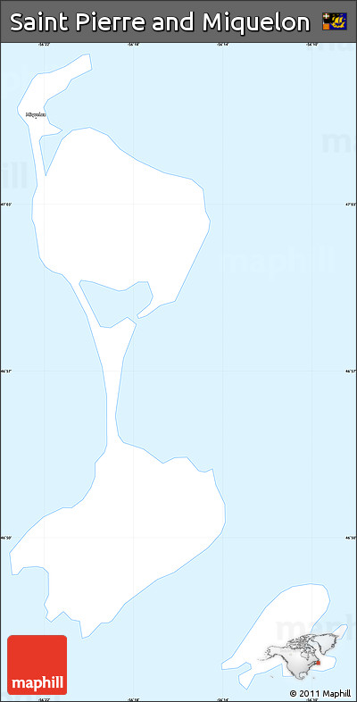 Silver Style Simple Map of Saint Pierre and Miquelon, single color outside
