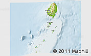 Physical 3D Map of Saint Vincent and the Grenadines, lighten