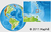 Physical Location Map of Charlotte, highlighted country, within the entire country