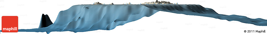 Shaded Relief Horizon Map of Grenadines, darken