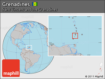 Gray Location Map of Grenadines