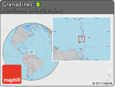 Gray Location Map of Grenadines