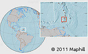 Gray Location Map of Grenadines, hill shading